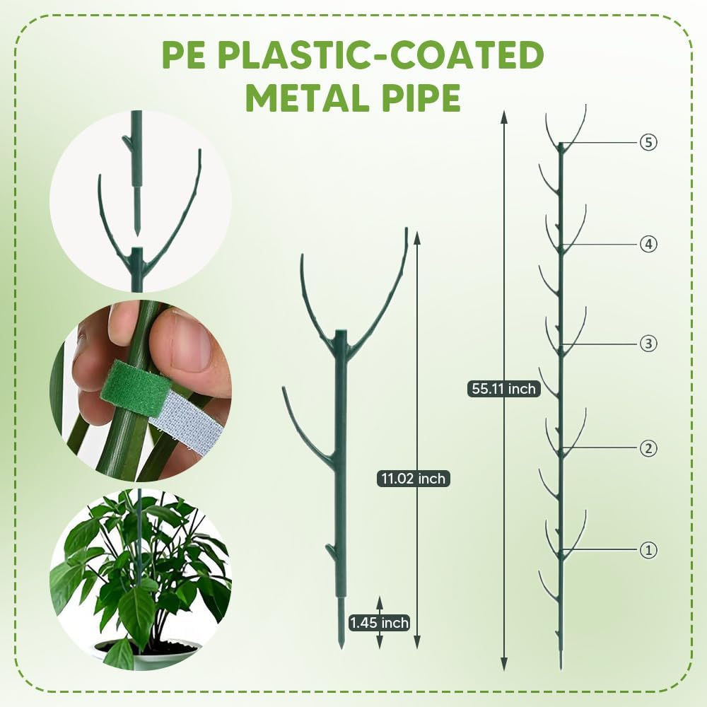 10 Pack Stackable Monstera Plant Support, Garden Plant Stakes for Indoor Outdoor Plants, Climbing Plant Support Structures Moss Pole Monstera Plant Holder Sticks Support Tall Potted Plants (10 Pack)