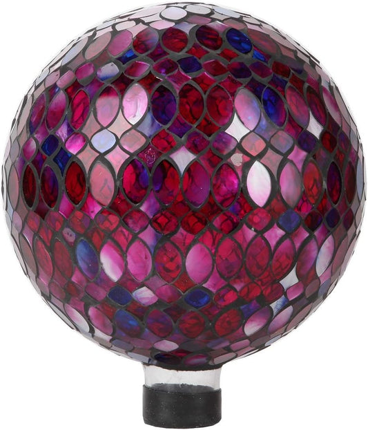 Lily's Home Colorful Mosaic Glass Gazing Ball, Designed with a Stunning Holographic Petal Mosaic Pattern to Bring Color to Any Home and Garden, Red, Blue & Purple (10 Inches Dia.)