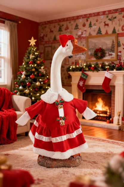 Christmas Porch Goose Outfit - 23" Goose Costume Festive Outfit for Cement Plastic Porch Goose Statue – Funny Outdoor Decor,Lawn Yard Decor,Classroom,Patio & Garden Party