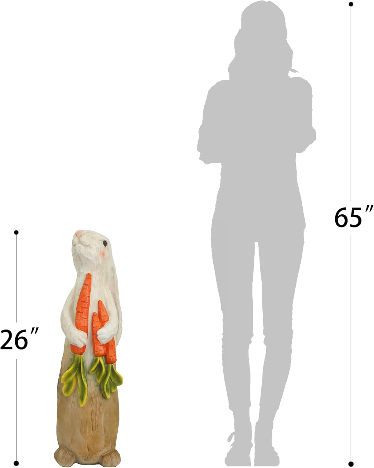 ZOEJADE 26" H Rabbit Large Statue Bunny Holding Carrot Sculpture Big Resin Outdoor Statues Indoor Decor Animal Ornament for Home Garden Lawn Yard Balcony Gifts Birthday Easter Housewarming Christmas