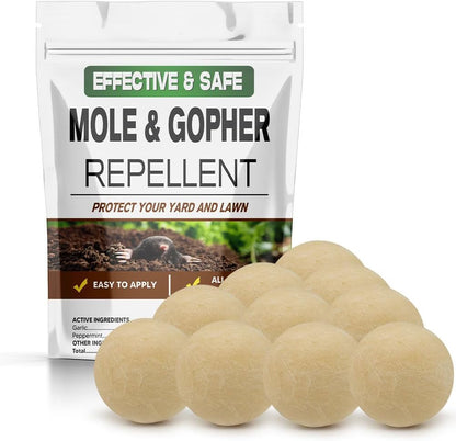 Mole Repellent, Gophers Repellent, Vole Repellant Outdoor, Armadillo Repellents Garden, Groundhog Repellant, Moles Deterrent for Lawn-10P