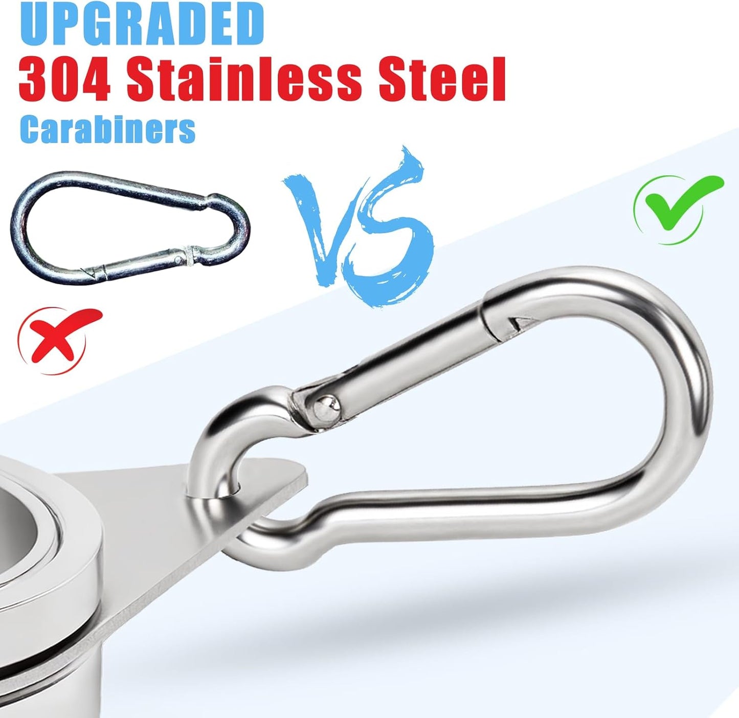2" Large Flag Pole Rings, 2 Pcs Aluminum Alloy Spinning Flag Pole Ring Clips Swivels, 360° Rotating Anti Wrap Flagpole Ring Hardware with Stainless Steel Carabiners for 1.6-2" Diameter