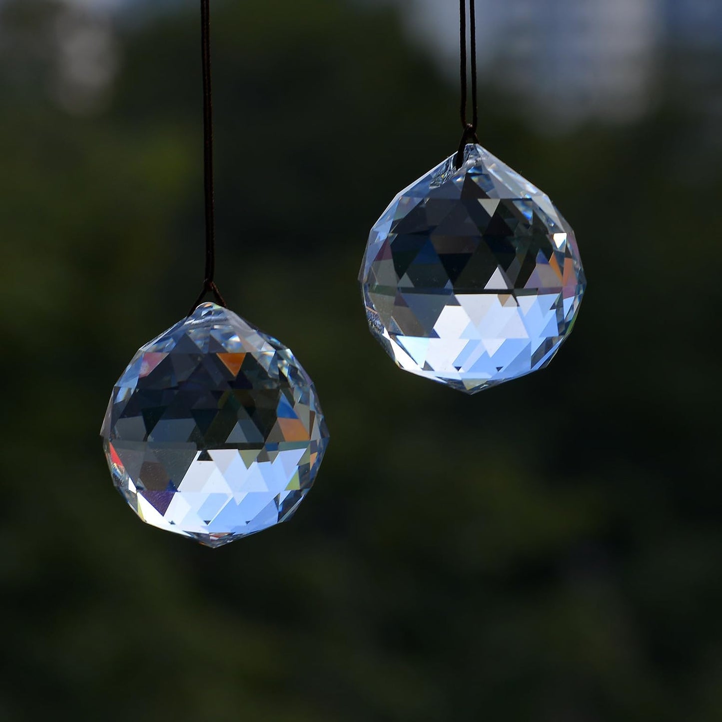2PCS 4cm Clear Ball Crystal Sun Catcher Prisms, STINO Hanging Suncatchers with Glass Prism, Rainbow Maker for Windows, Home, Room, Garden Decor (1, Ball Clear 2Pcs)