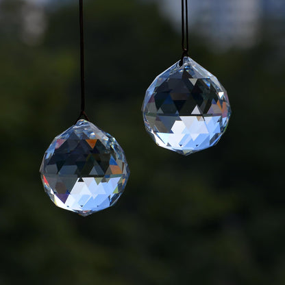 2PCS 4cm Clear Ball Crystal Sun Catcher Prisms, STINO Hanging Suncatchers with Glass Prism, Rainbow Maker for Windows, Home, Room, Garden Decor (1, Ball Clear 2Pcs)
