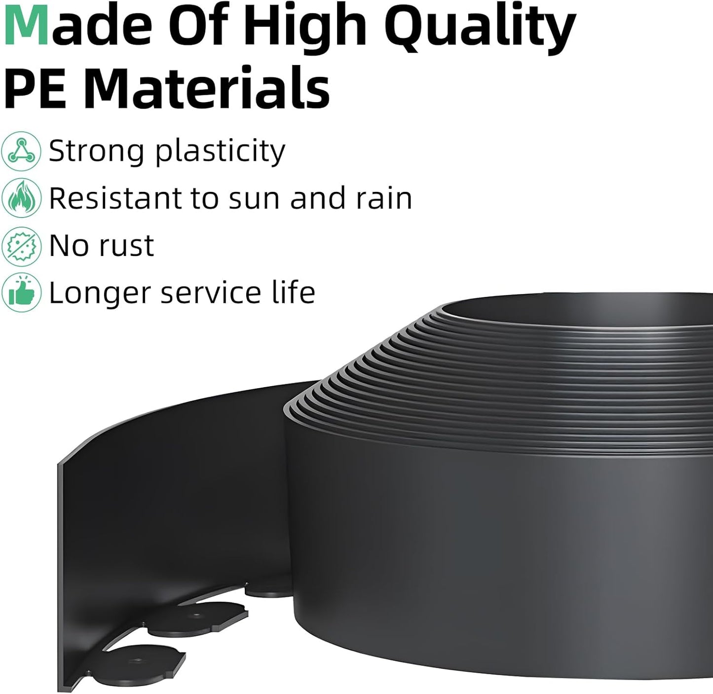 4" x 100' Landscape Edging, No Dig Garden Edging with Spikes, Edging Border for Landscaping Flower Bed Garden Lawn Yard Grass Black