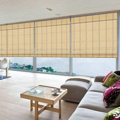 LETAU Wood Window Roman Shades, Bamboo Light Filtering Window Blinds for Indoor Home, Office, Kitchen, Pattern 1