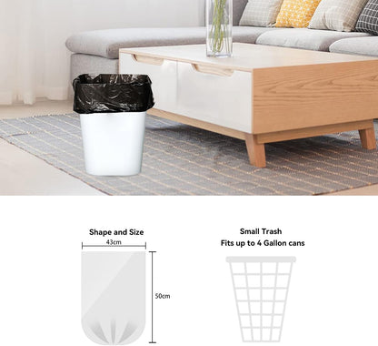 4 Gallon Trash Bag, Pack of 100, Multipurpose Small Garbage Bags for Home, Office, Yard - 43x50cm,3.37g/pcs, Unscented, Black