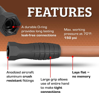 Flexzilla Colors SwivelGrip Garden Hose 5/8 in. x 25 ft., Lightweight All-Weather Water Hose, Durable and Flexible, Leak-Free Connections, Red Clay