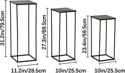 VINCIGANT 3PCS Metal Plant Stand Sets Metal Flower Stands,Black Pedestal Stands for Party Living Room Patio Decoration Tall Centerpiece Stands Planter Supporting Garden Home Decor