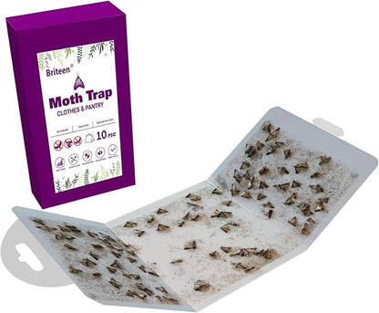 Pantry Moth Traps 10-Pack Safe and Effective for Food and Clothing- Glue Traps with Pheromones for Wool Closet Carpet Food and Cupboard K07