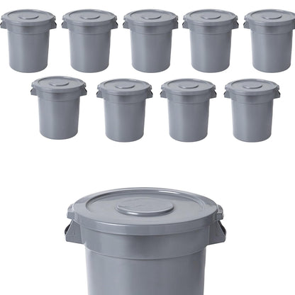 PRO&Family 20 Gallon Trash Can with Lid Round Ingredient Storage Containers Recycling Bin Kitchen Garbage Can Office Garbage Can Trash Barrel Plastic Barrel Yard Waste Bin Outdoor Trashcan (10, Gray)