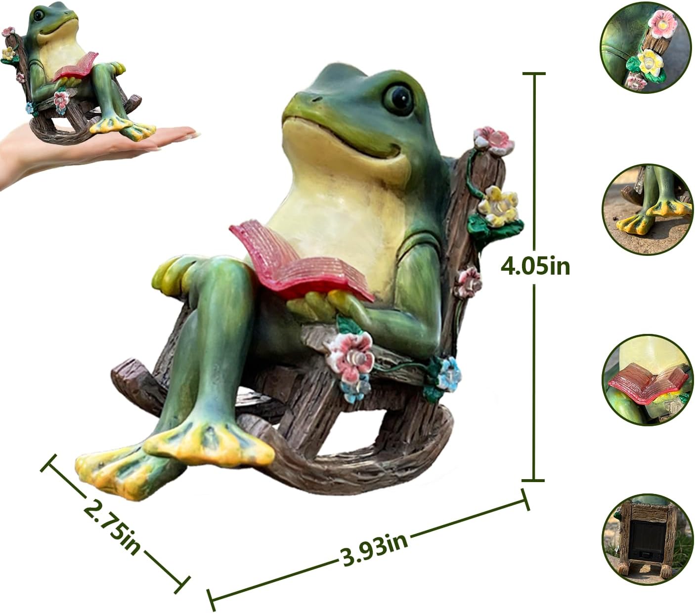 Solar Garden Statues Miniature Frog Figurine Thanksgiving Decor with Succulents and 7 LED Lights Outdoor for Patio Yard Balcony Lawn - Unique Housewarming Birthday Gifts for Women Mom Family Friends