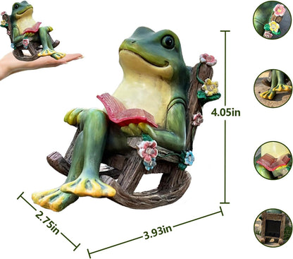 Solar Garden Statues Miniature Frog Figurine Thanksgiving Decor with Succulents and 7 LED Lights Outdoor for Patio Yard Balcony Lawn - Unique Housewarming Birthday Gifts for Women Mom Family Friends