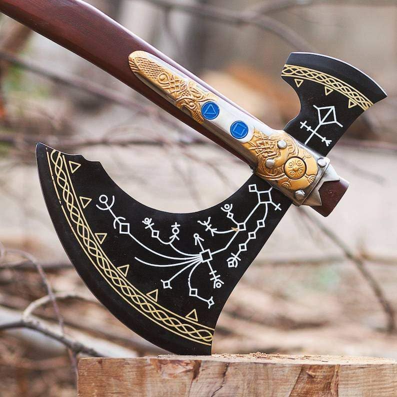 WAZIR Crafts 35" Handmade Kratos Viking Axe, God of War, Viking Axe, Cosplay Axe, Cosplay Armor, Cosplay Weapon, Prop, Replica, Kratos Weapon, (WCA-026)