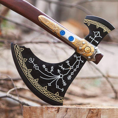 WAZIR Crafts 35" Handmade Kratos Viking Axe, God of War, Viking Axe, Cosplay Axe, Cosplay Armor, Cosplay Weapon, Prop, Replica, Kratos Weapon, (WCA-026)