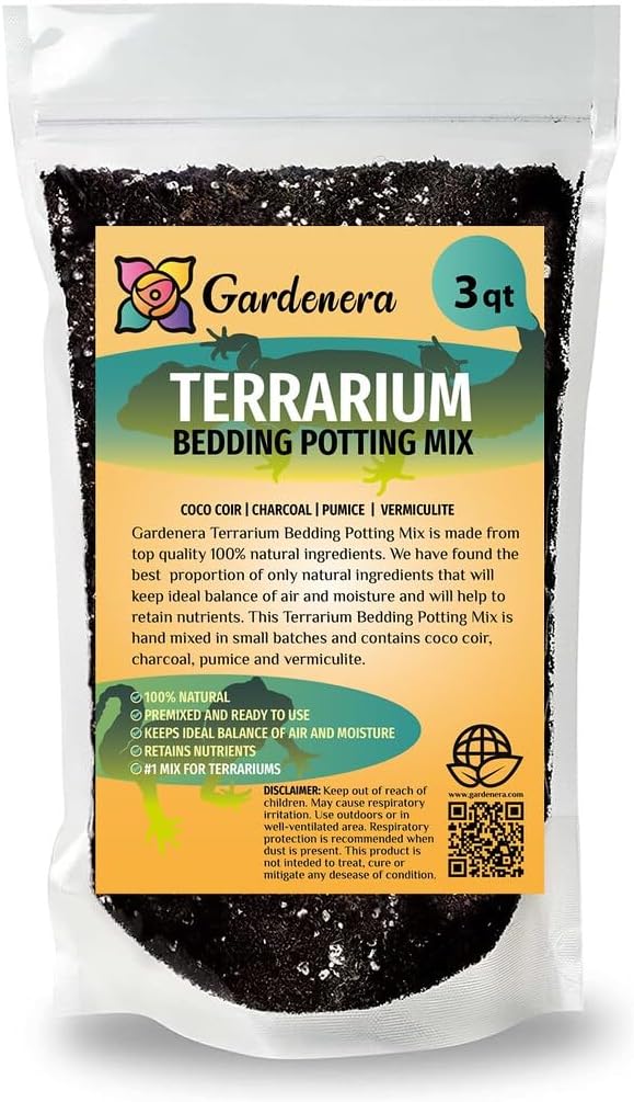 GARDENERA Terrarium Potting Soil Mix - Hand-Blended with Coco Coir, Charcoal, Pumice, and Vermiculite - 3 QUARTS