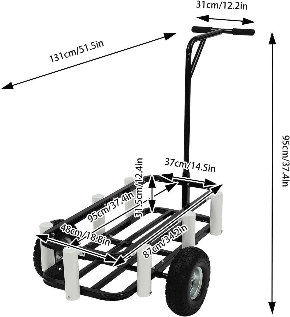 Beach Fishing Cart, 200 LBS Foldable Fishing Cart with Big Wheels, Heavy-Duty Aluminum Pier Wagon Trolley for Beach & Outdoors