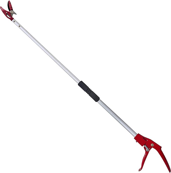 Tree Trimmer, 6 Foot Pole Pruner, Long Reach Pruning Shears, Cut and Hold Garden Clippers, Aluminum Lightweight Handle Fruit Picker, Branch Bypass Loppers