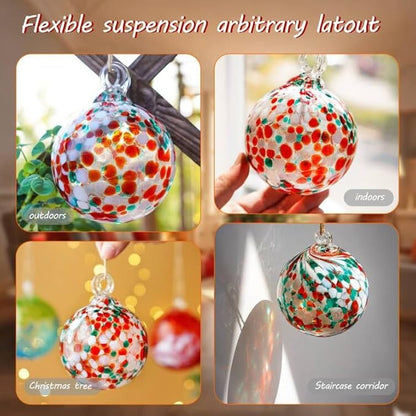 4" Blown Glass Gazing Ball Hanging Friendship Balls for Garden Patio Window Decoration Unique for Mom Wife