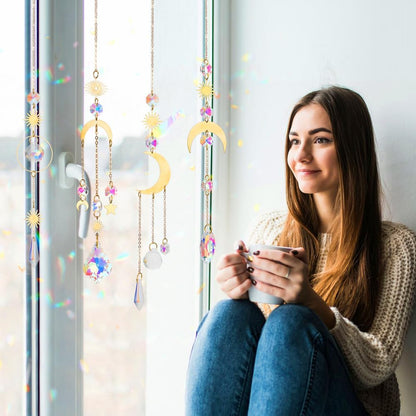 Crystal Suncatcher, 4pcs Sun Catchers Indoor Window Hanging Crystals for Windows Prism Rainbow Makers for Ceiling Garden Porch Decor Christmas Decorations Home Party Wedding Ornaments