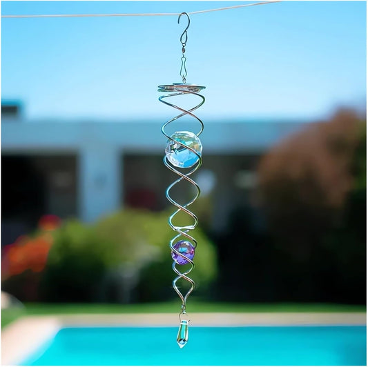 Decorative Spiral - 2024 New Gazing Ball Spiral Tail Wind Spinner Stabilizer, Spinfinity Designs Hanging Kinetic Wind Spinners Decorative Spiral Crystal Sun Catchers Rainbow Maker (Purple, 9in)