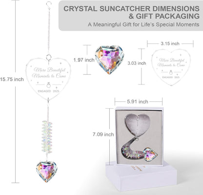 Engagement Gifts for Couples, Crystal Suncatcher for Newly Engaged, Hanging Crystal Gift Ornament, Congratulations Decorations for Friends Just Engaged 2025