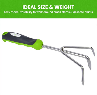 Garden Guru Hand Cultivator - Stainless Steel Hand Rake Soil Tiller with Ergonomic Handle, Great for Gardening, Cultivating, Loosening and Weeding (2 Pack)