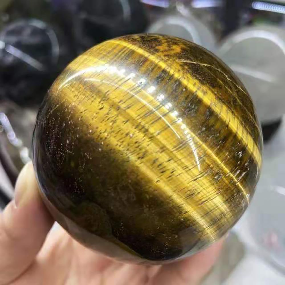 4-5CM/1.58-1.97inch Ttiger Eyes Crystal Ball Polished Natural Tiger Eye Stone Sphere Decorative Sphere Healing Crystals Ball Stone Crafts Home Decor Ornament Gifts (40-50mm, Tiger's Eye)