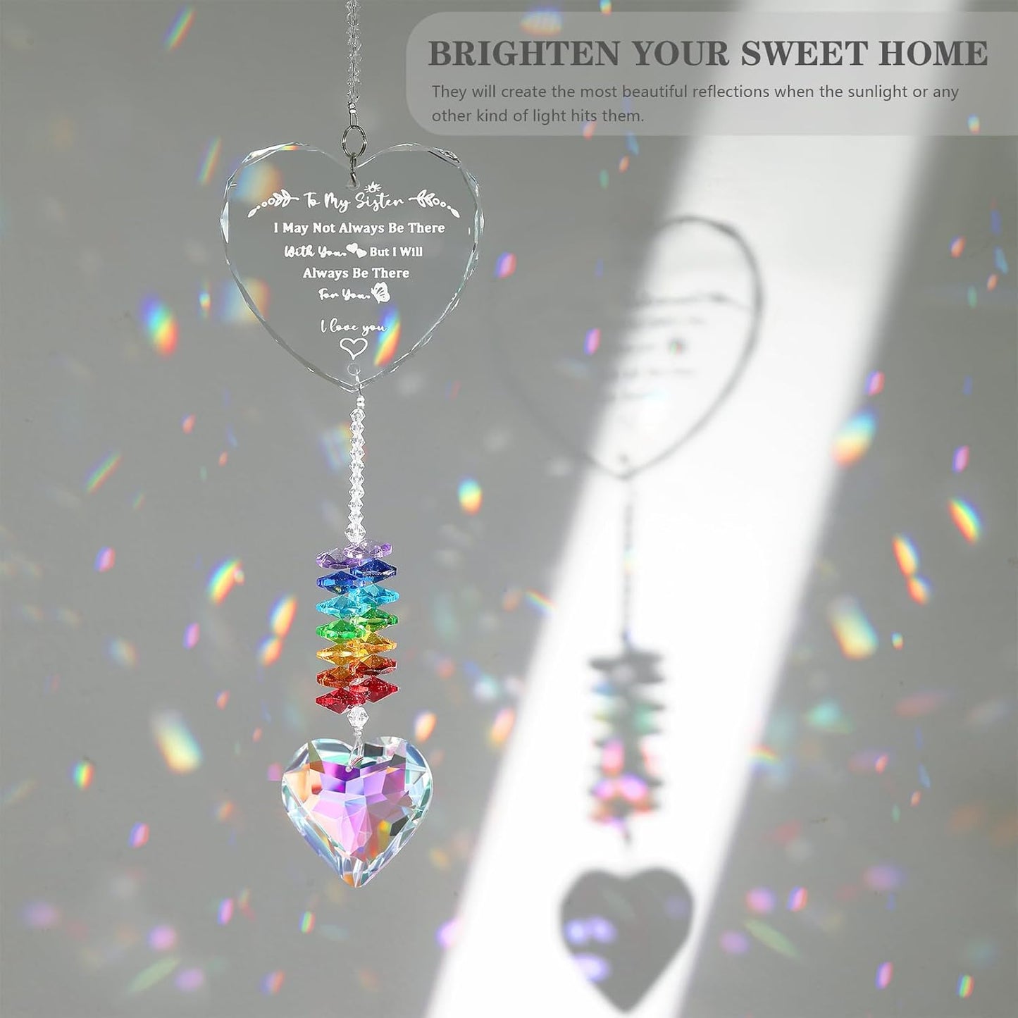 Sister Gifts, Crystal Suncatcher Gifts for Sister Birthday, Sisters Gifts from Sister, Unique Gifts for Sister, Window Hangings Home Decoration
