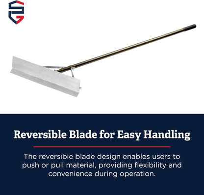 Standard Golf Magnum Lute - 36'' Reversible Flat Head Rake | Used for Golf Courses, Ball Fields, Asphalt Work Landscaping & More | 66'' Straight Handle with T Connection for Added Stability