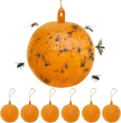 6 PCS Fly Traps Ball Fly Trap Indoor, Hanging Fly Bugs Sticky Ball Outdoor, Gnat Trap Ball for House Plants Kitchen Drain Yard Garden (6PCS, Yellow)