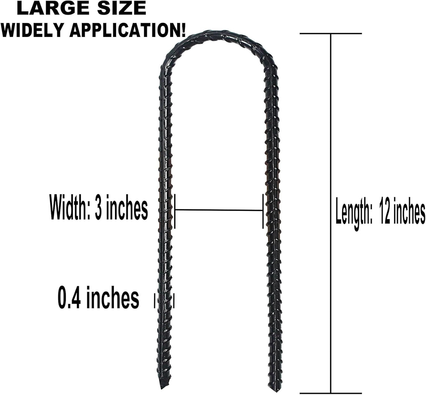 12-Inch Trampoline Wind Stakes, Extra Heavy Duty U Shaped Coated Rebar Stakes Safety Ground Anchors for Huge Garden Decoration (12)