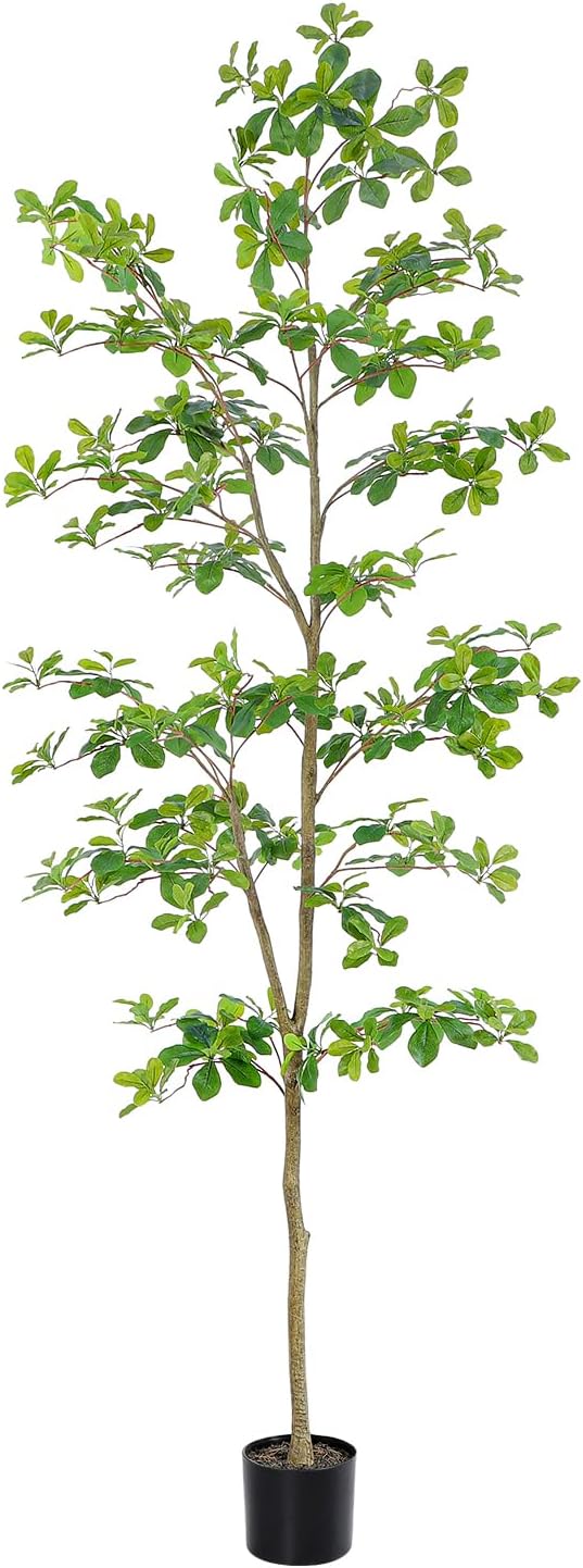 Bellacat Faux Black Olive Tree 7ft, Tall Faux Trees Indoor with Natural Trunk and Realistic Leaves. 7 Feet(84in) Artificial Tree for Home Office Décor.