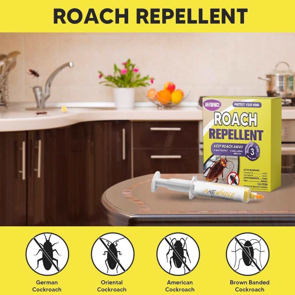 Roach Repellent for Indoor Use, Cockroach Repellent for Kitchen, Roach Repellent for Home,Car,Pet and People Safe,Simple to Use – 4 Pack