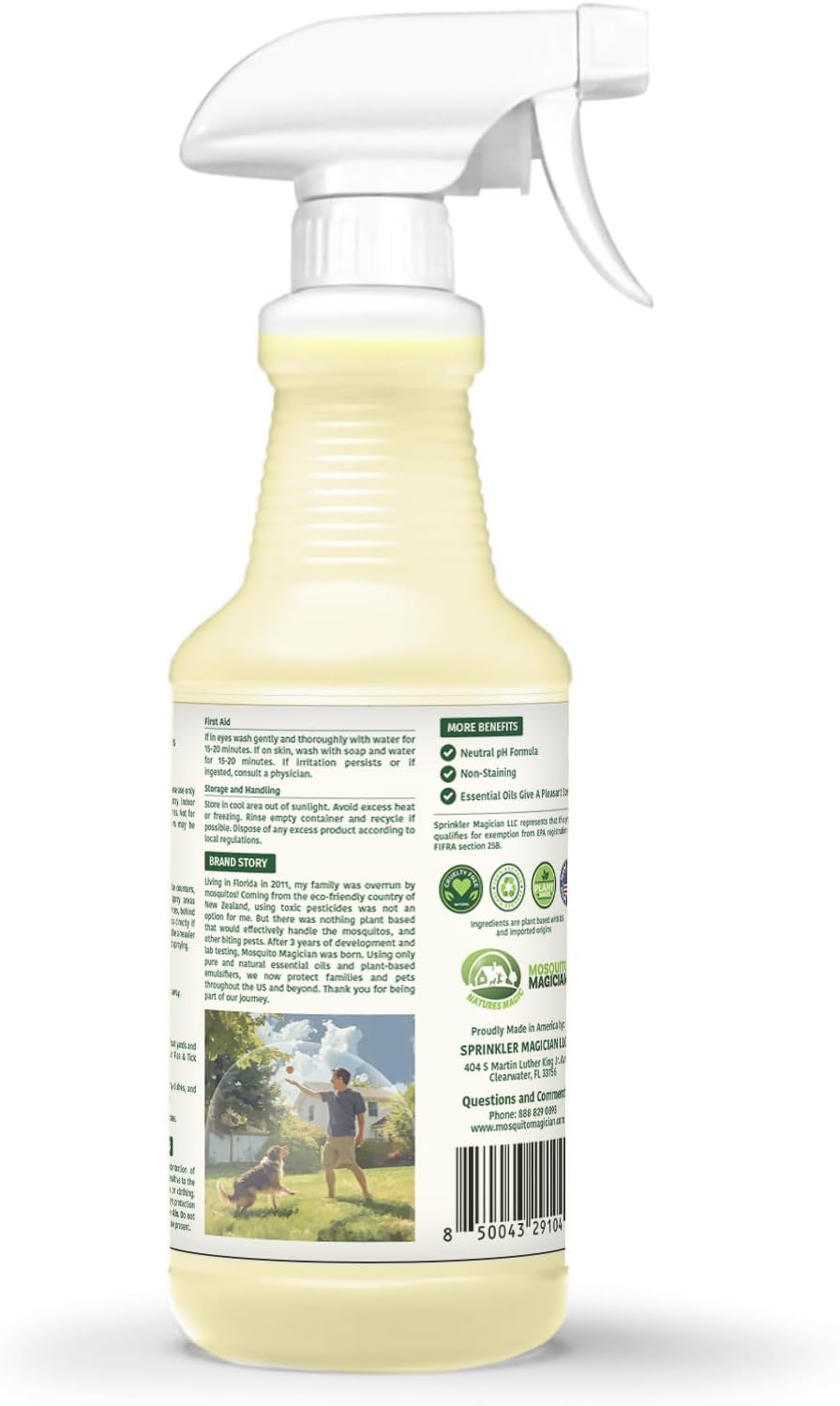 Mosquito Magician Indoor Pest Spray – Design for Indoor Use to Neutralize Spiders, Roaches, Ants & Flies with Plant-Sourced Essential Oils, Efficient Ready to Use Home Pest Spray – Cedarwood, 32 OZ