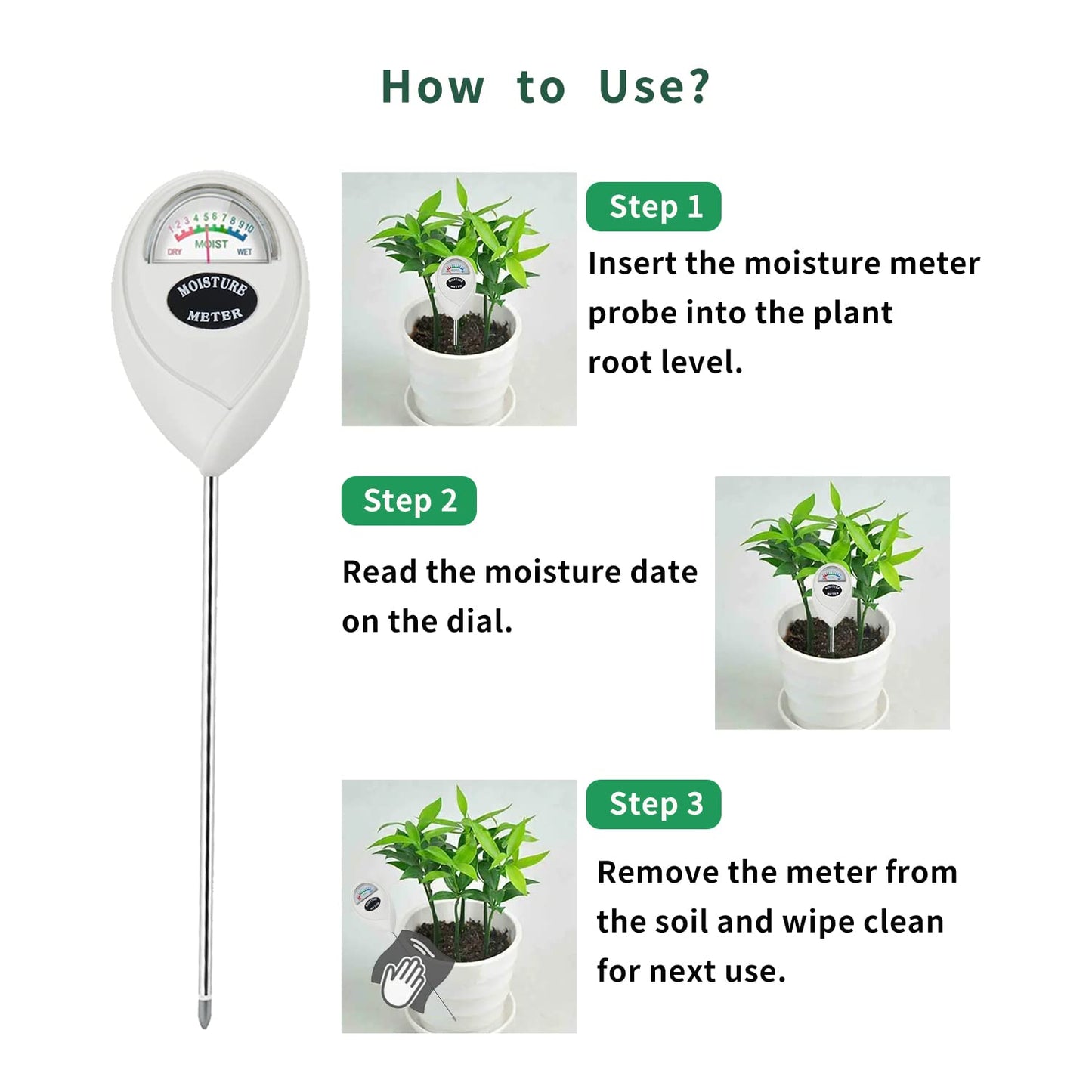 Censinda Soil Moisture Meter, Soil Moisture Monitor for House Plants, Soil Hygrometer Moisture