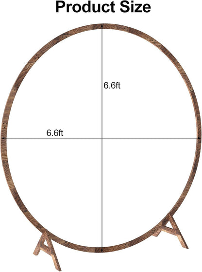 6.6FT Round Wooden Wedding Arch, Wooden Arch Backdrop with Natural Finish, Rustic Wedding Arch for Ceremony Bridal Shower Garden Decor