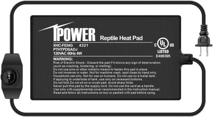 iPower 4 by 7-Inch 4 Watts Reptile Heating Mat with Temperature Controller Under Tank Warmer Terrarium Heat Pad for Reptiles and Amphibians, Black