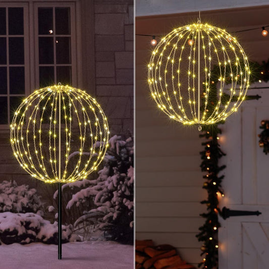 LIGHTSHARE 20IN 200LED Light Ball Yard Decoration Pathway Lights Sphere Light Fold Flat Metal Frame Indoor Outdoor Waterproof Garden Lights, Plug in