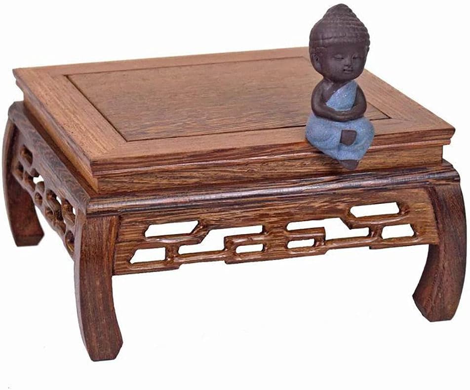 GOLDY&WENDY Chinese Style Wooden Base Rosewood Carved Flower Bonsai Display Stand Art Antique Furniture Decoration
