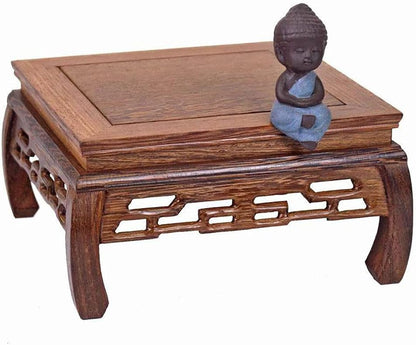 GOLDY&WENDY Chinese Style Wooden Base Rosewood Carved Flower Bonsai Display Stand Art Antique Furniture Decoration