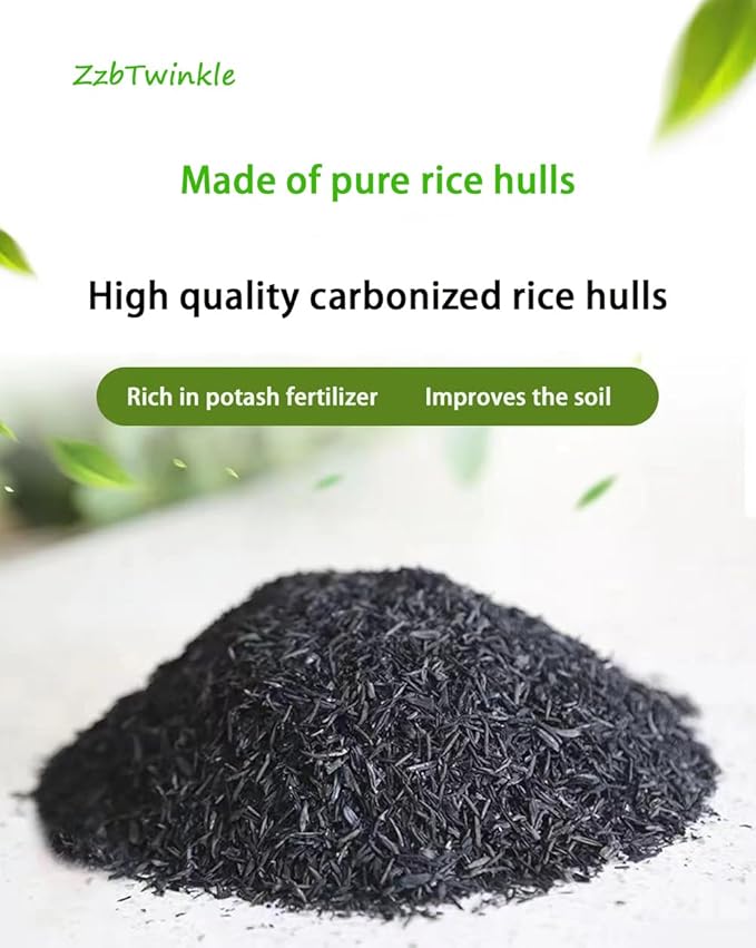 Carbonized Rice Hull 2 QT Horticultural Organic Activated Charcoal,Soil Amendment for Plants Vegetables Fruit Trees, Fertilizer additive, Mulch