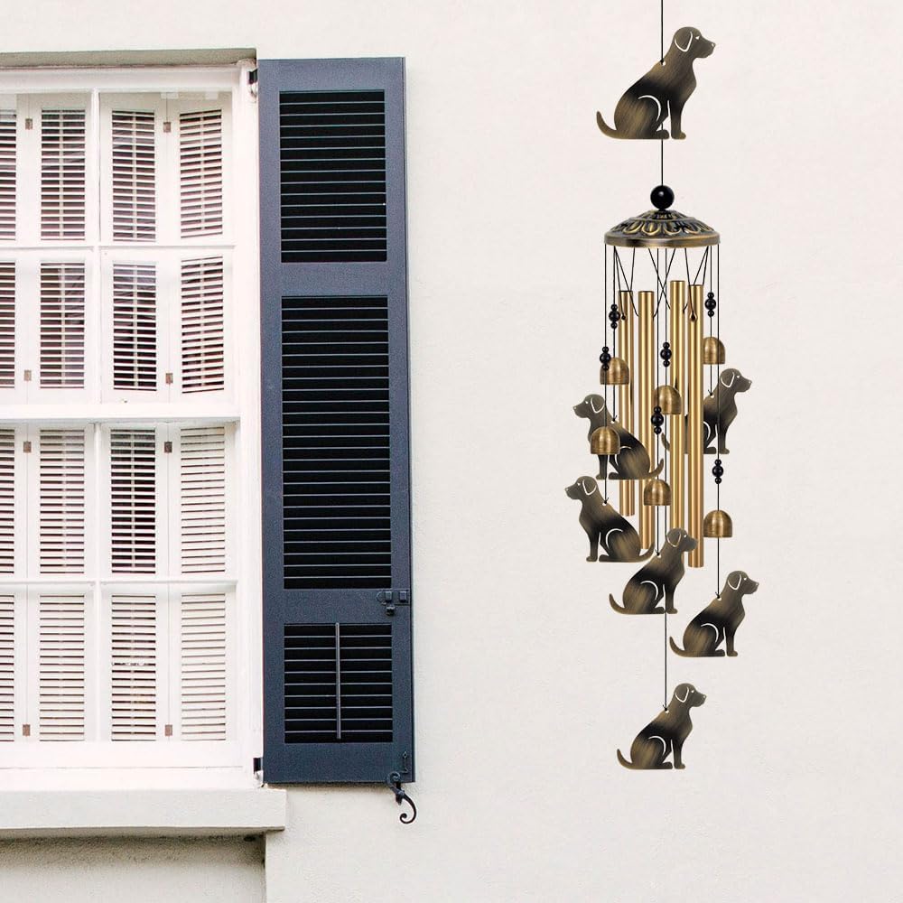 Bronze Dogs Wind Chimes Decor, Mobile Blessing Wind Bells Decorate, Sympathy Wind Catcher, Memorial Gifts for Mom,Grandma,Woman (Housewarming/Outside/Indoor/Home/Room/Porch/Yard/Garden Decoration)
