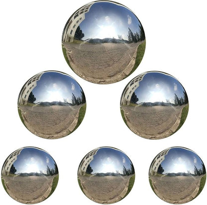 6pcs Gazing Ball 2.36/3.15/3.93 in,Seamless Silver Stainless Steel Polished Reflective Smooth Mirror Garden Sphere Globe,Props of Photography,Colorful Addition to Any Garden Home
