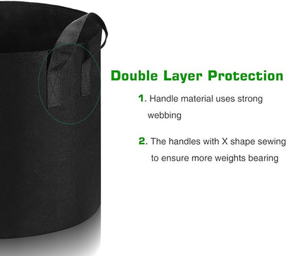 12-Pack 5 Gallon Grow Bags Heavy Duty Thickened Nonwoven Fabric Pots with Durable Handles