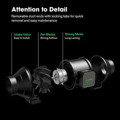 VIVOSUN Smart Air Filtration S4 Kit 4", AeroZesh S4 Inline Duct Fan with E12 Speed Controller, Carbon Filter & 8' Ducting, Cooling & Ventilation System for Grow Tents, Indoor Gardening, Hydroponics