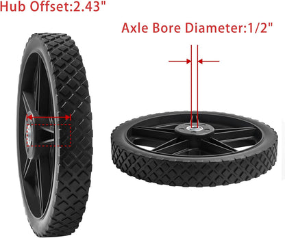 Parts Camp 12" Lawn Mower Wheels Kits 12 x 1.75'' Spoked Plastic Wheel and Tire For Push Mower Wheel/Pressure Washer/Garden Cart/Air Compressor/Wheelbarrow/Handtruck/Generator/Dolly Tires (Set of 2)