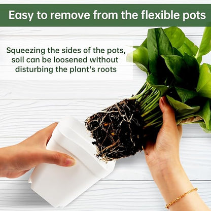 120 Pcs Nursery Pots 3.5 Inch, Plastic Seed Starting Pot with Drainage Holes, Small Sturdy Seedling pots for Planting, Cuttings (White)