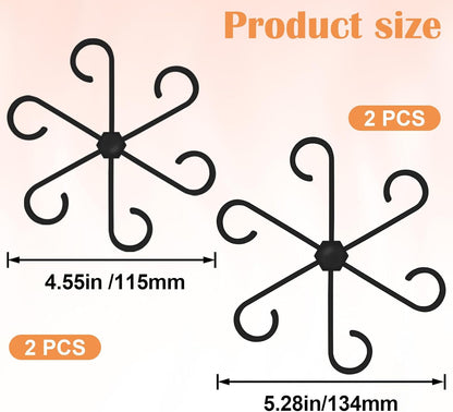 4PCS Plant Stem Support, 2 Sizes Climbing Houseplant Stem Holders, Plastic Reusable Flower Trellis Stem Hook Plant Care Growth Accessories for Flower Plants Indoor Outdoor - Black, 5.28"/4.55"