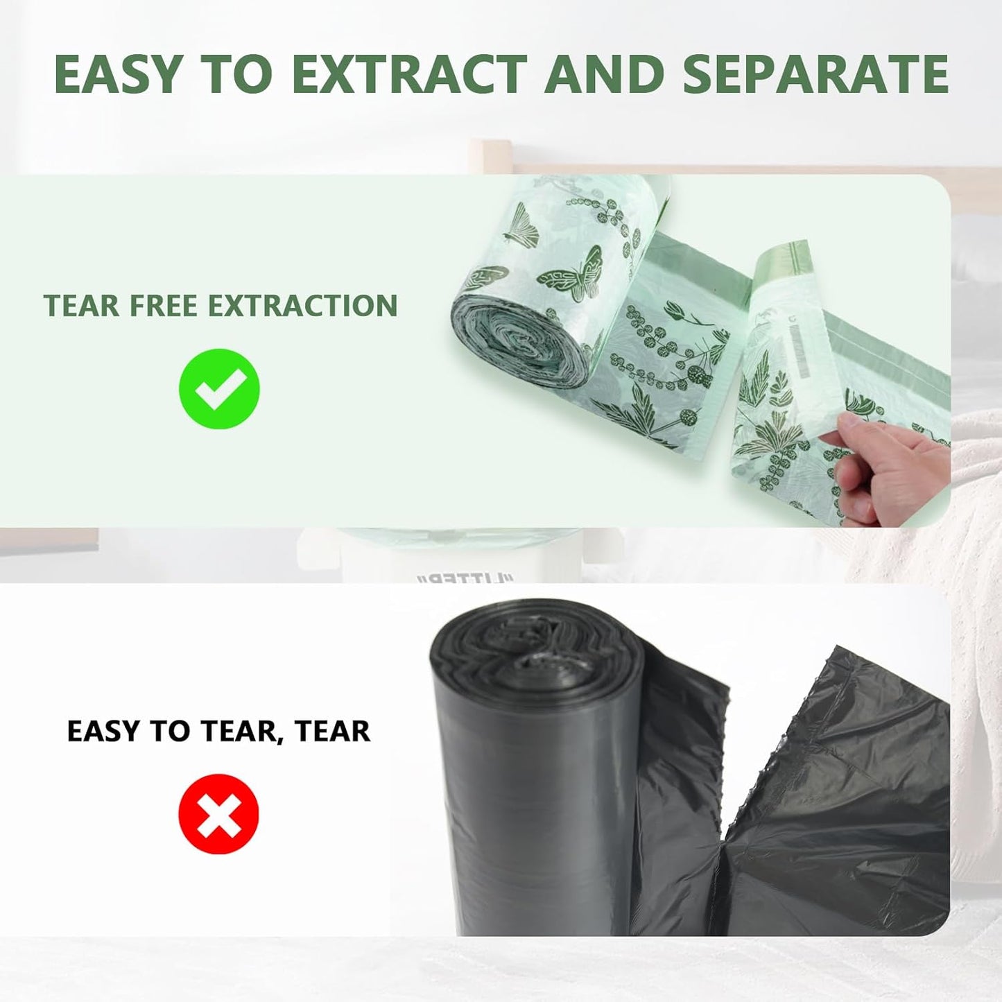 VOK 8 Gallon Trash Bags with Butterfly Printed & Sweet Wormwood Scent, Drawstring Medium Garbage Bags, Tear-Resistant & Fragrant Trash Can Liners, Trash Bags 8 Gallon for Home/Office, 75 Counts